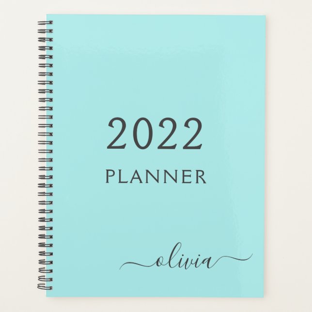 2022 Aqua Blue sarcelle Girly Monogramme Nom (Devant)