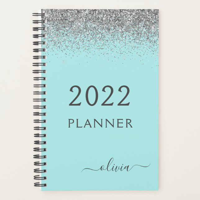 2022 Argent Aqua Bleu Sarcelle Paillettes Monogram (Devant)
