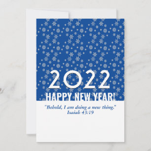 2022 Blaue Schneeflocken Christliches NEUES JAHR Feiertagskarte
