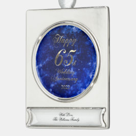2022 Blue Saphire Hochzeit 65 Jahre Banner-Ornament Silber