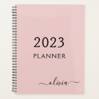 2022 Blush Pink Girly Script Monogram Name Modern