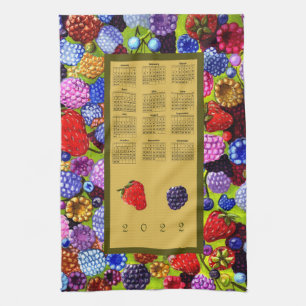 2022 Calendar Berries Border Strawberry BlackBerry Geschirrtuch