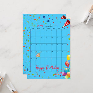 2022 Calendrier Février Bonne Invitation Anniversa