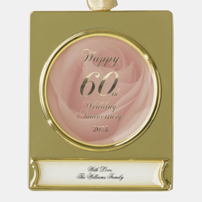 2022 Diamond Wedding 60 Jahre Banner-Ornament Gold (Vorderseite)