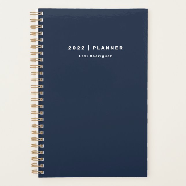 2022 Dunkle Marine Blue Weekly Monthly Planer (Vorderseite)