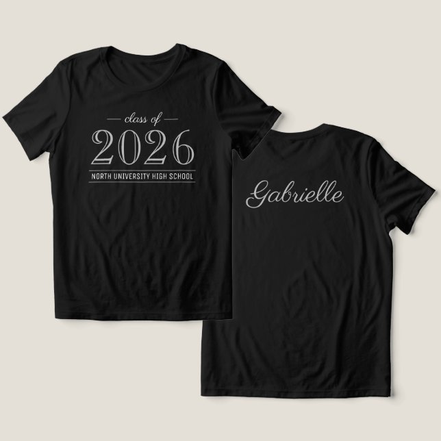 2022 Eleganter Schwarz-Grau-Abschluss Tri-Blend Shirt (Design Vorderseite & Rückseite)