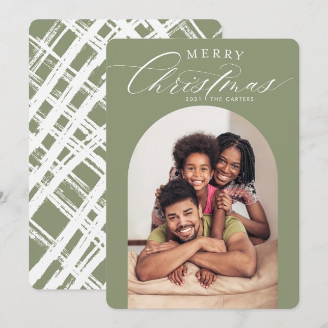 2022 FAMILIENFOTOKARTE Weihnachtsgeschirr Olivenba Ankündigung (Vorne/Hinten)