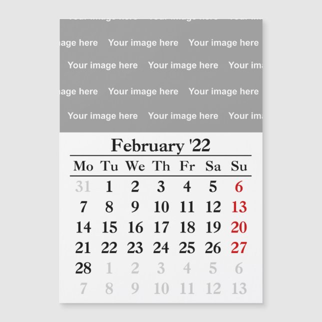 2022 Februar Kalender Magnetkarte (Vorderseite)