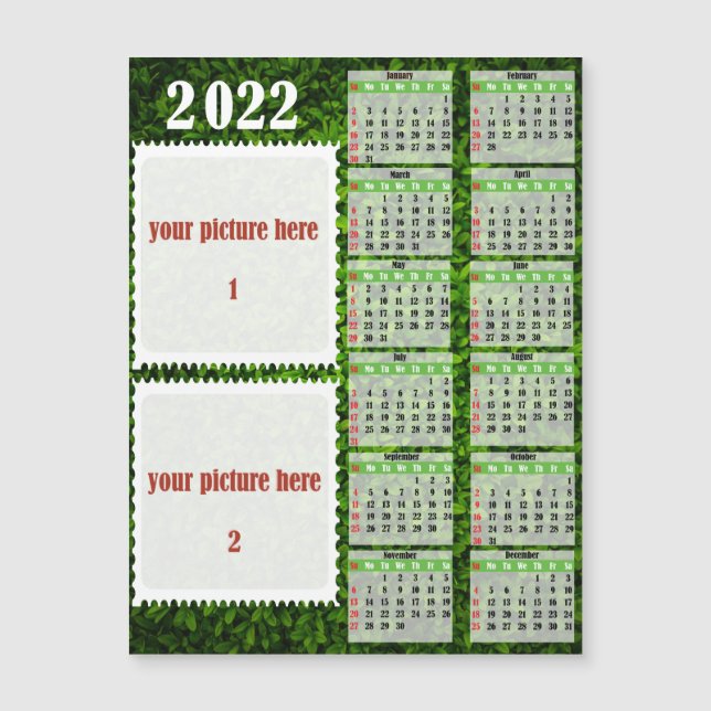 2022 Foto Personalisierter Kalender Kühlschrankmag Magnetkarte (Vorderseite)
