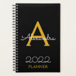 2022 Gold Black Monogram Elegant Planer<br><div class="desc">2022 Gold Black Monogram Name and Initial Spiral Notebook Planner. Das macht den perfekten 16 Geburtstag, Hochzeit, Brautparty, Jubiläum, Babydusche oder Junggeselinnen-Abschied Geschenk für jemanden, der Lieben glamourösen Luxus und schicke Stile.</div>