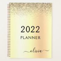 2022 Gold Glitzer Metal Monogram Glam Name