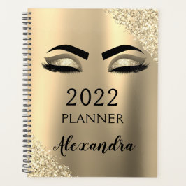 2022 Gold Glitzer Sparkle Eyelashes Monogramm Planer