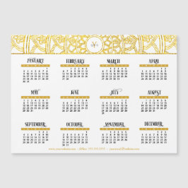 2022 Gold Lotus Monogram Business Calendar  Magnetkarte