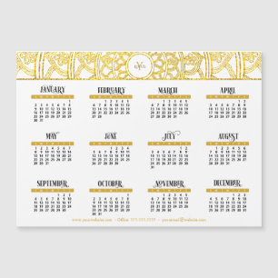 2022 Gold Lotus Monogram Business Calendar  Magnetkarte