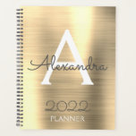 2022 Gold Metallic Monogram Elegant Planer<br><div class="desc">2022 Gold Metallic Monogram Name and Initial Spiral Notebook Planner. Das macht den perfekten 16 Geburtstag,  Hochzeit,  Brautparty,  Jubiläum,  Babydusche oder Junggeselinnen-Abschied Geschenk für jemanden,  der Lieben glamourösen Luxus und schicke Stile.</div>
