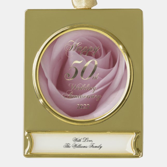 2022 Goldene Hochzeit 50 Jahre Banner-Ornament Gold (Vorderseite)