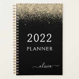 2022 Goldschwarzer Glitzer Sparkle Glam Monogram Planer