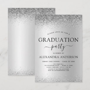 2022 Graduation Party Glitzer Silver Black Einladung