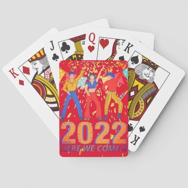 2022 HIER WIR KOMMEN lustige Silvester Party Gesch Spielkarten (Rückseite)