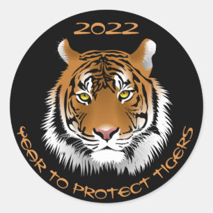 2022 Jahr zum Schutz der Tiger Runder Aufkleber