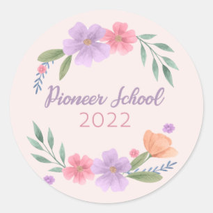 2022 JW Pioneer School - pastellrosa und lila Runder Aufkleber