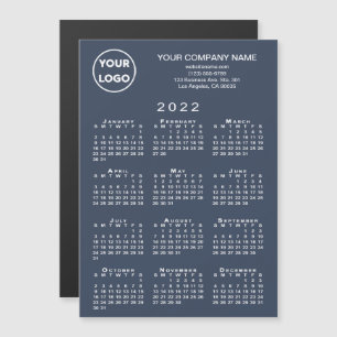 2022 Kalender Business-Logo Text Navy Magnet-Karte Magnetkarte