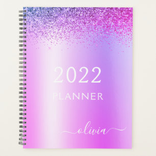 2022 Lila Glitter-Monogramm Planer