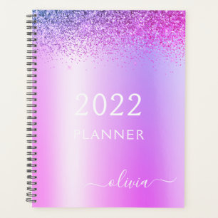 2022 Lila Glitzer Girly Monogram Planer