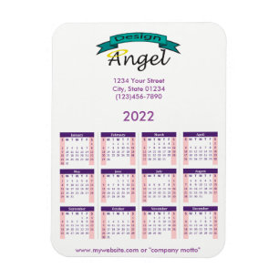 2022 Lila Kalender für Ihre Logo-Markenbezeichnun Magnet