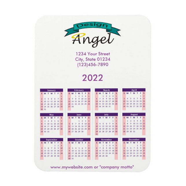 2022 Lila Kalender mit Ihrem Logo Magnet (Vertikal)