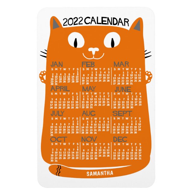 2022 Monatlicher Kalender Mittelalterliche Orangen Magnet (Vertikal)
