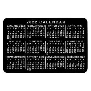 2022 Monatskalender Klassisch Schwarz/Weiß Magnet