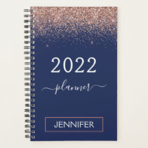 2022 Navy Blue Monogram Glitzer Pink Rose Gold