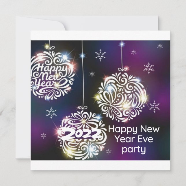 2022 New Year's Eve Party Silver Disco Ball Einladung (Vorderseite)