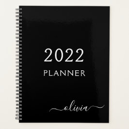 2022 Noir Blanc Féminin Monogramme Nom Moderne