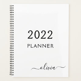 2022 Noir Blanc Script Monogramme Nom Moderne
