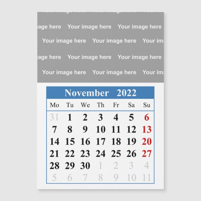 2022 November Kalender Magnetkarte (Vorderseite)