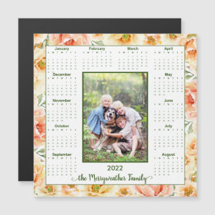 2022 Peach floral Foto Magnetic Calendar Magnetkarte