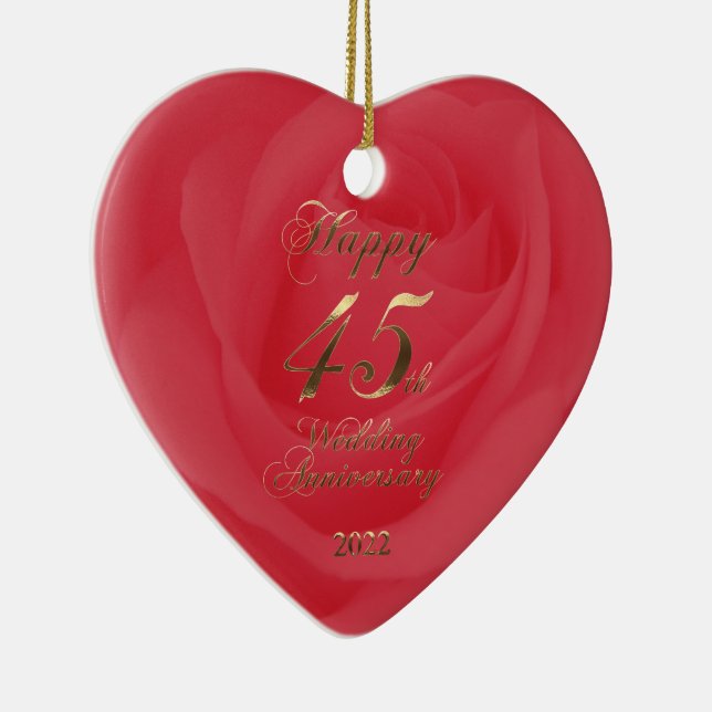 2022 Red Saphire Hochzeit glücklich 45 Jahre Keramik Ornament (Rechts)