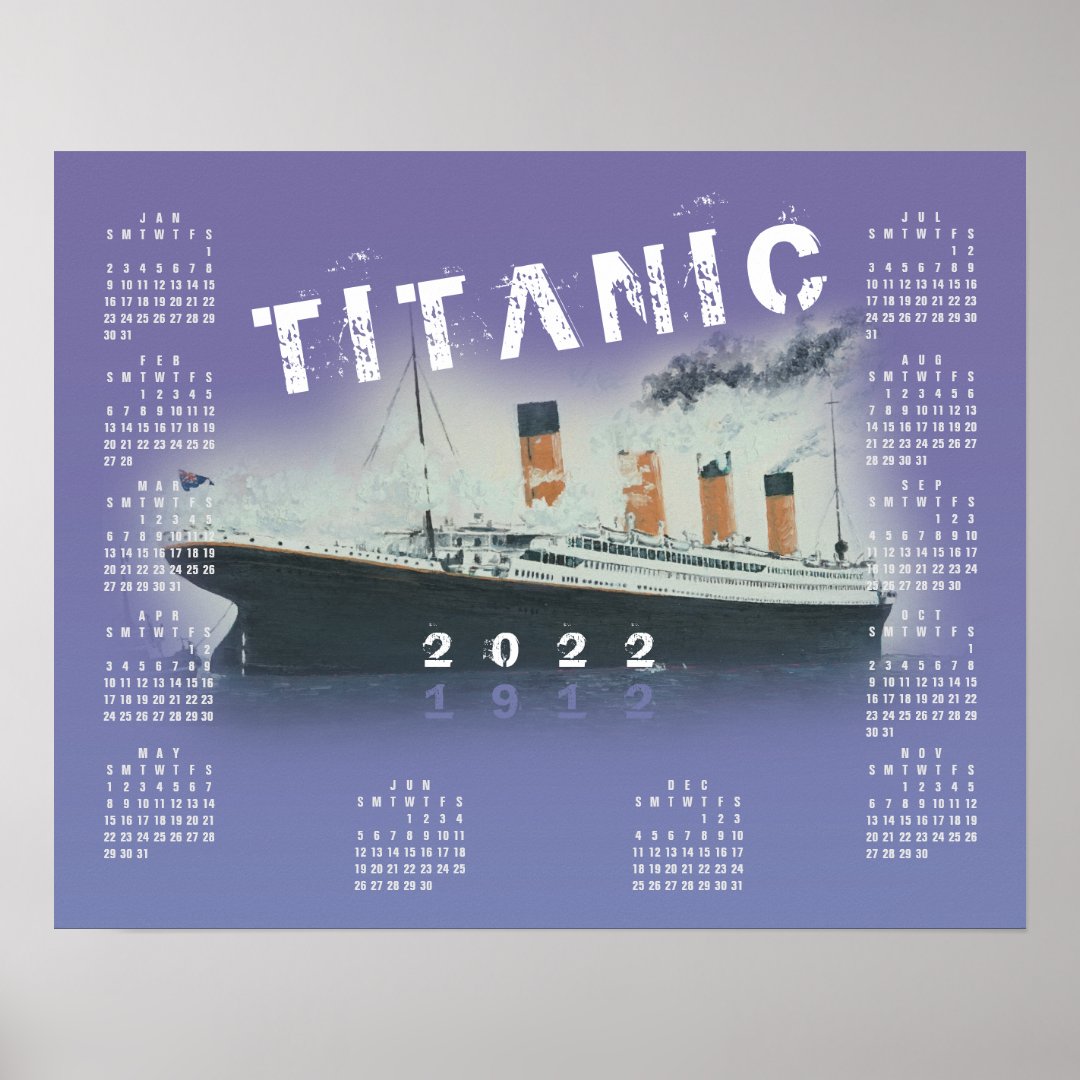 2022 RMS Titanic Lila Calendar Poster Zazzle ch