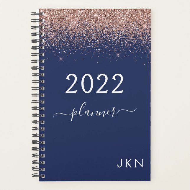2022 Rose Gold Rose Clair Bleu Marine Pailleté Mon (Devant)