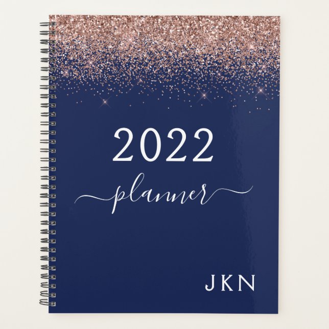2022 Rose Gold Rose Clair Bleu Marine Paillettes M (Devant)