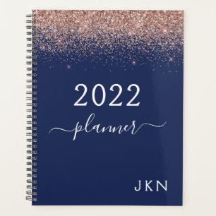2022 Rose Gold Rose Pâle Bleu Marine Pailleté Mono
