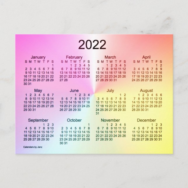 2022 Sangria Shimmer Mini Kalender von Janz Postkarte (Vorderseite)