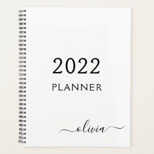 2022 Schwarz Weiß Mädchenhaftes Monogramm Name Mod Planer