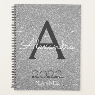 2022 Silber Glitter Glanz Monogramm Planer