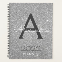 2022 Silver Glitzer Sparkle Monogram