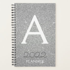 2022 Silver Glitzer Sparkle Monogram Planer
