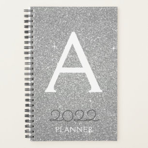 2022 Silver Glitzer Sparkle Monogram Planer