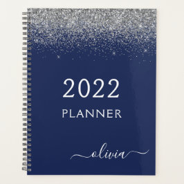 2022 Sparkle Monogramm für den Silver Navy Blue Gl Planer